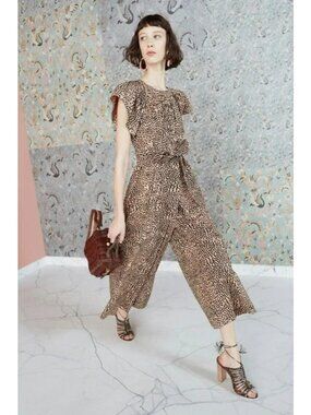 Ulla Johnson Tan & Black Coralie Cheetah Print Jumpsuit, Size 4